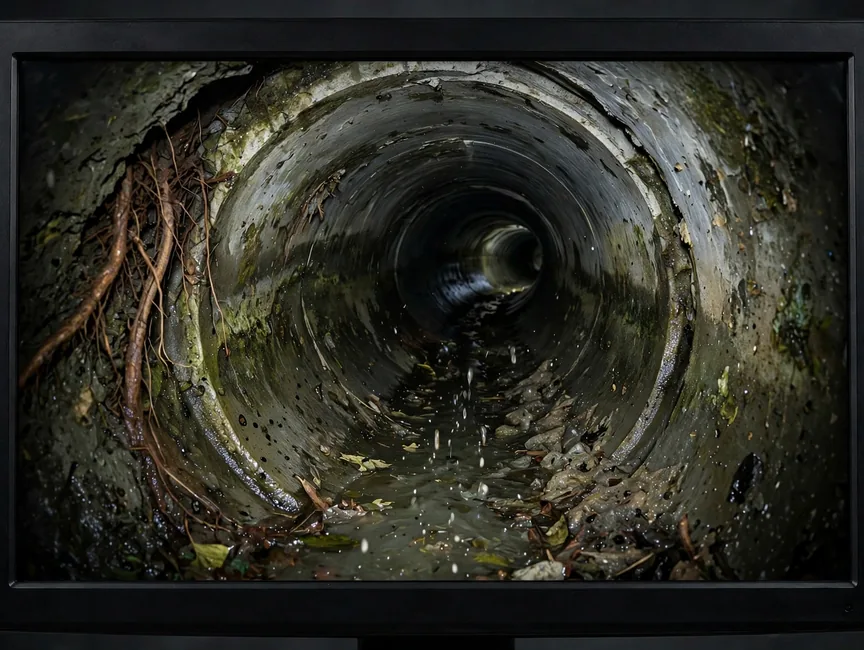 Sewer camera monitor view